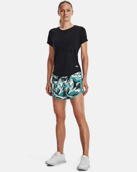Women's UA Fly-By 2.0 Printed Shorts, Green, pdpMainDesktop image number 2